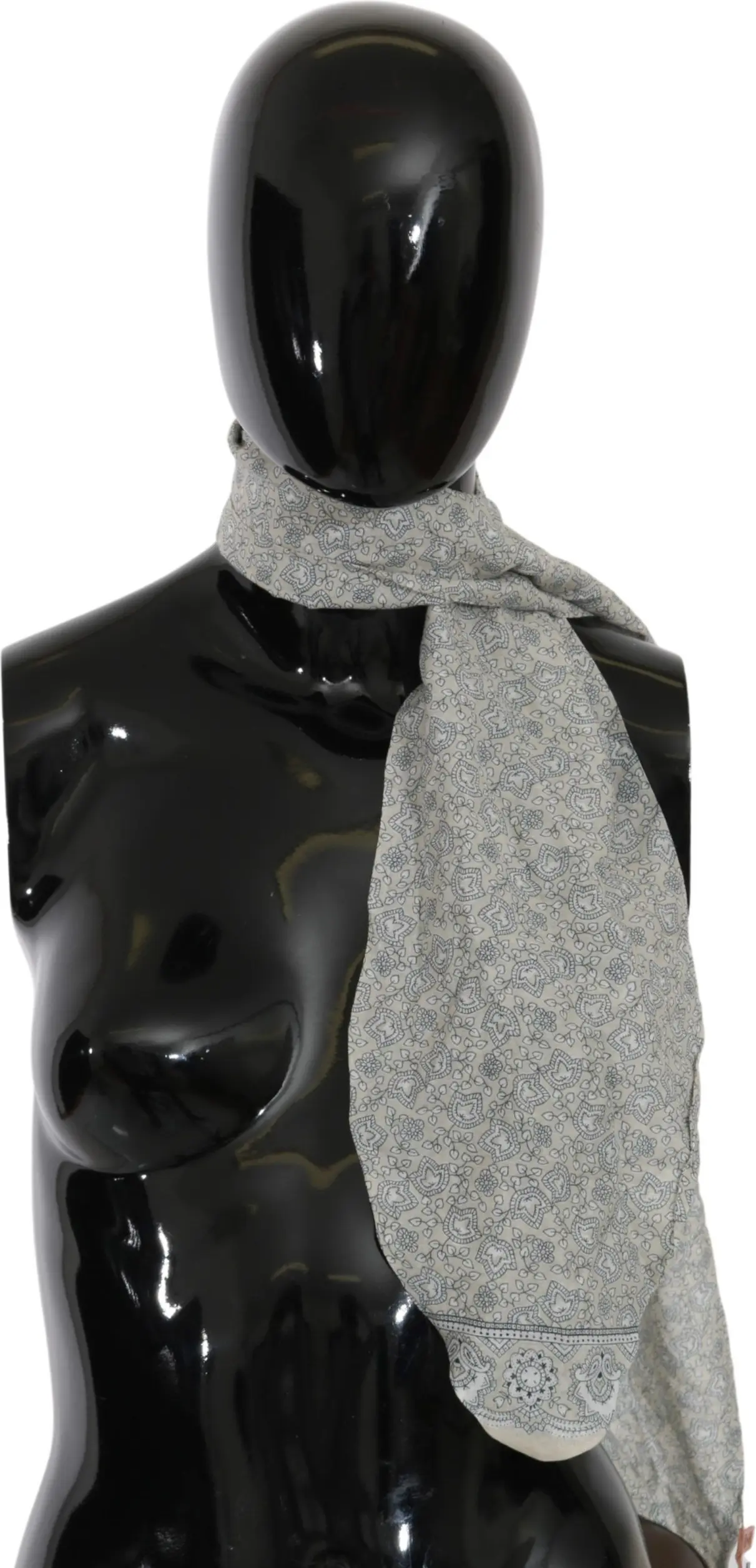 Шарф Ermanno Scervino Chic Cotton Scarf с фантазийным принтом в бежевом и синем цветах
