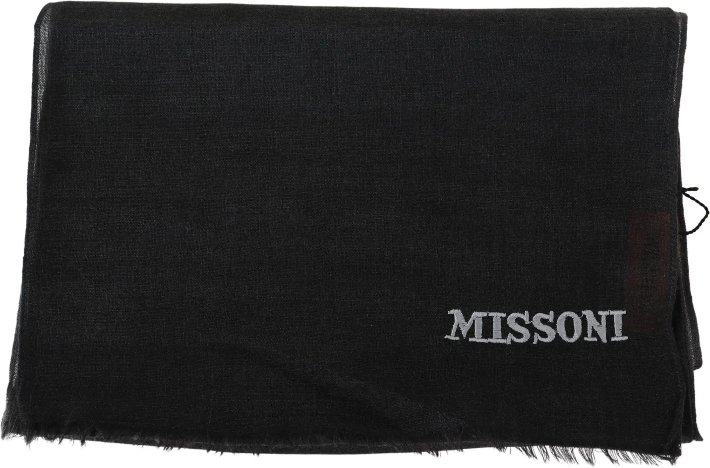 Шарф Missoni Элегантный черный шерстяной шарф с бахромой
