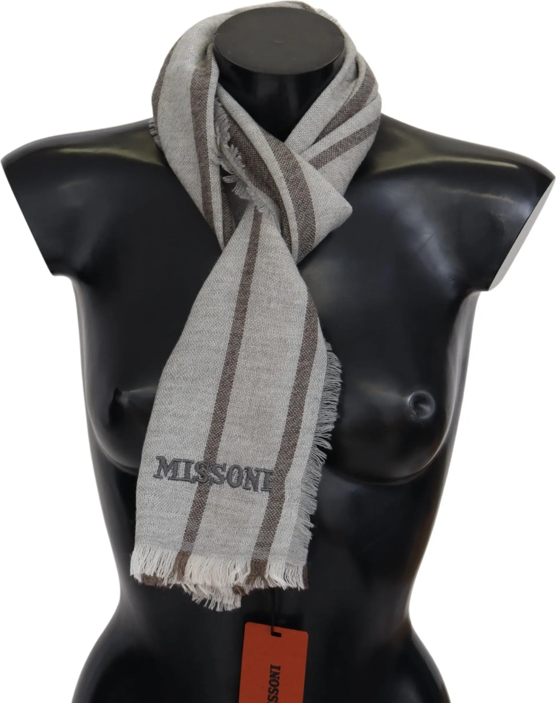 Шарф Missoni, цветной, шерстяной, в полоску, с бахромой