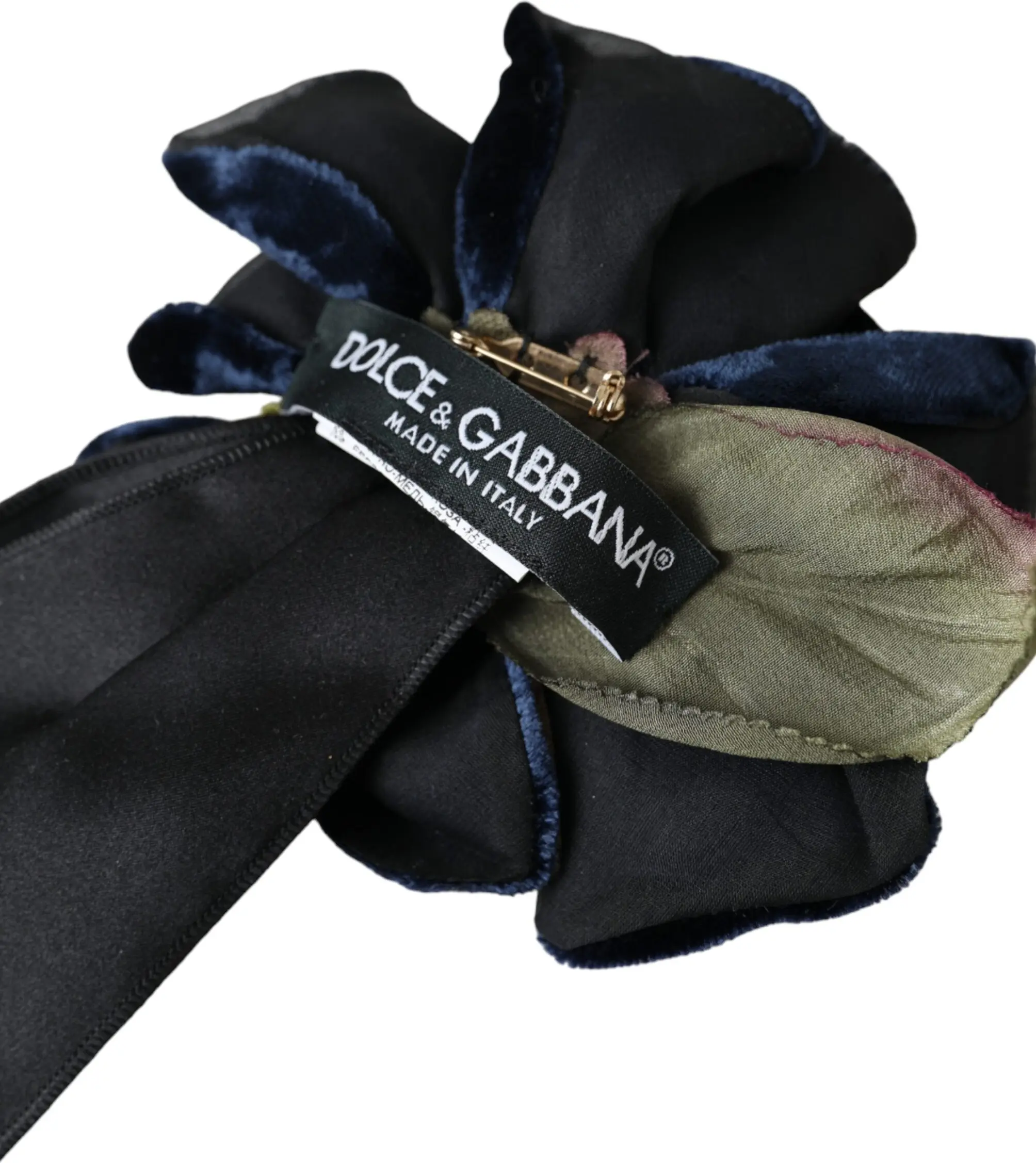 Брошь Dolce & Gabbana Черный Шелк Латунь Цветочная Заколка-Брошь
