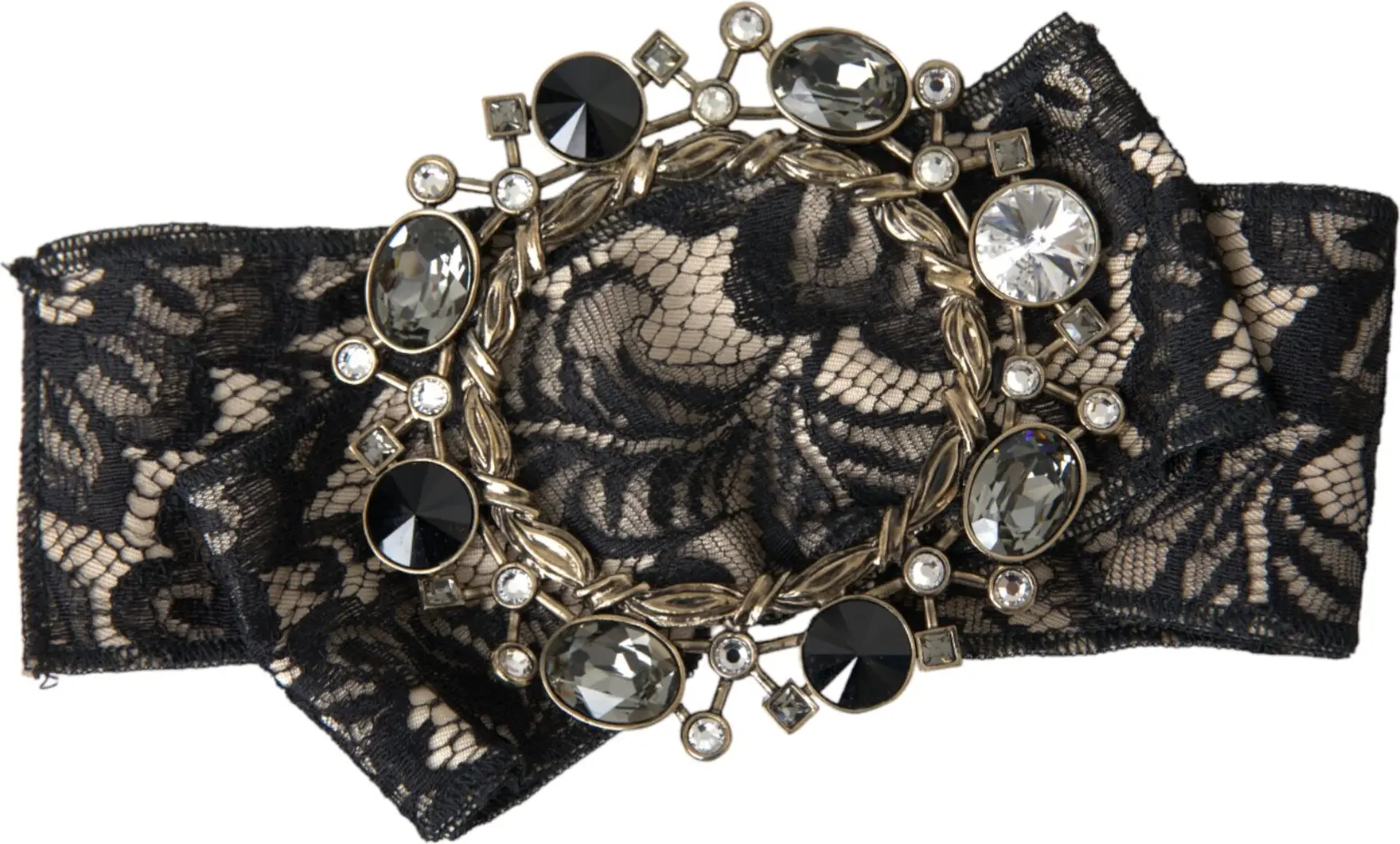 Брошь Dolce & Gabbana Черное Кружево Кристалл Ручная Работа Заколка для Волос