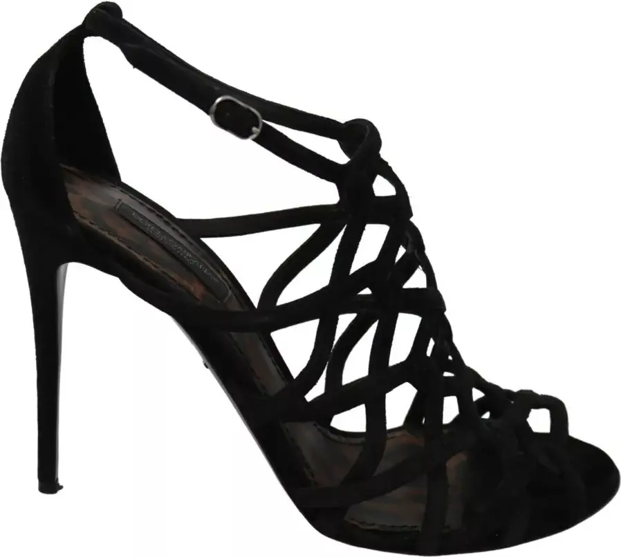 Босоножки Dolce & Gabbana с ремешком на щиколотке и шпилькой, черные
