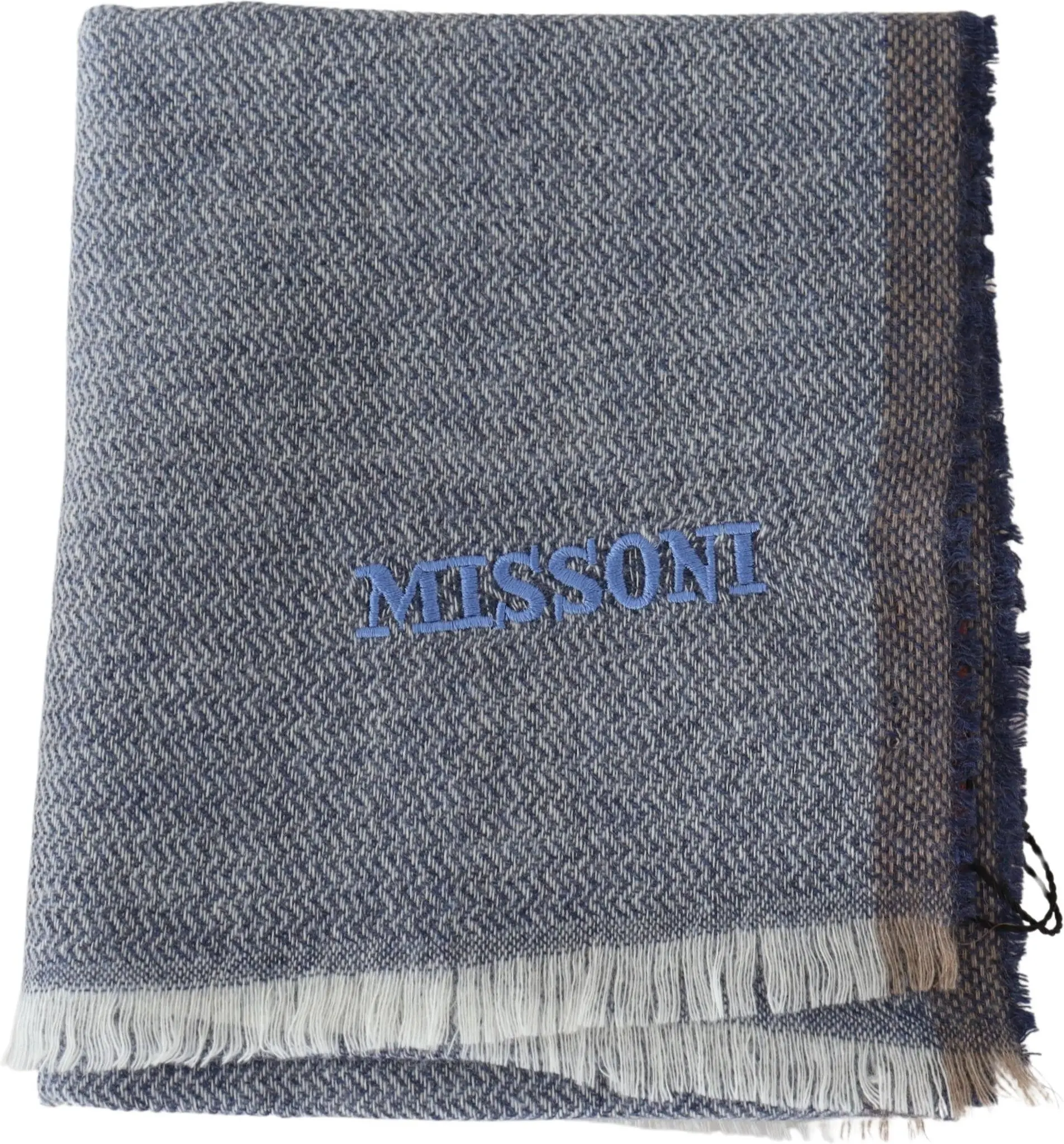 Шарф Missoni Элегантный Серый Шерстяной Шарф с Полосами и Бахромой