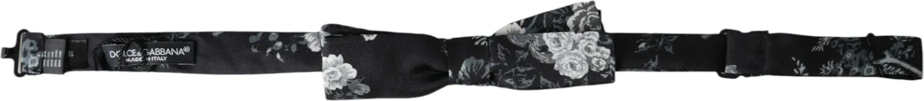 Галстук-бабочка Dolce & Gabbana Черный с цветочным принтом из шелка с регулируемым воротом для мужчин