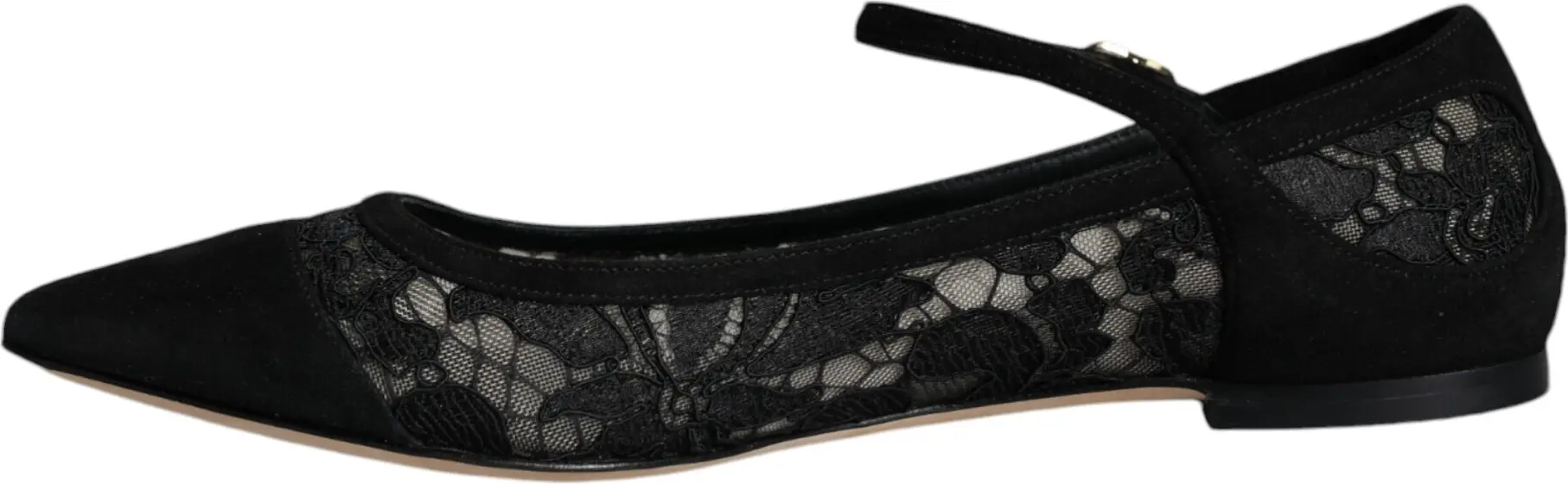 Туфли без каблука Dolce & Gabbana, черные, кружевные Taormina Bellucci