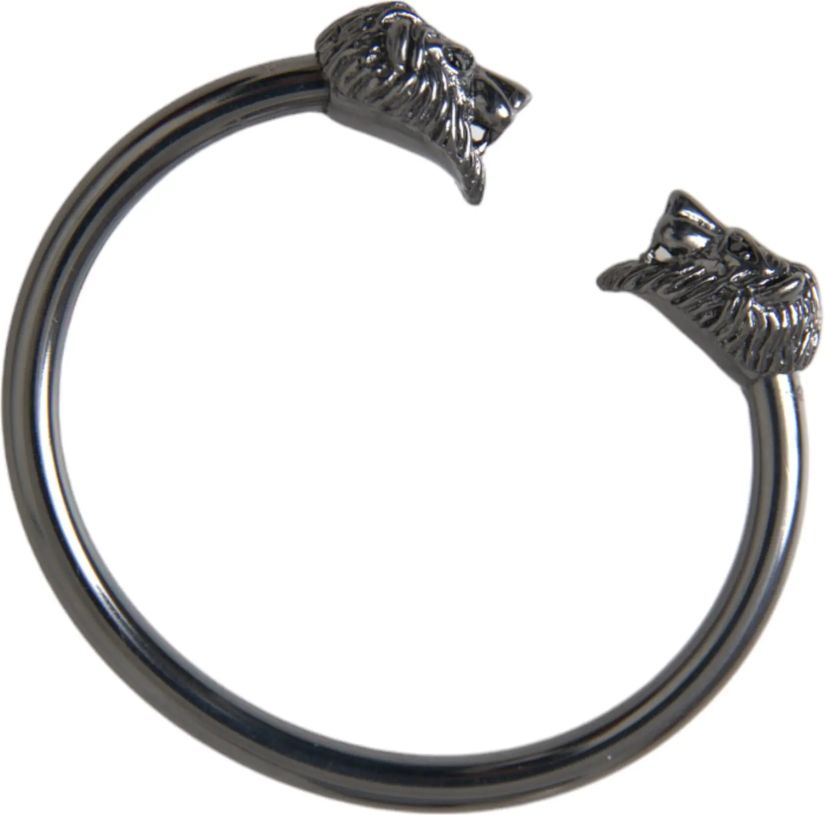 Браслет-манжета Nialaya Jewelry Черный Родий Лев