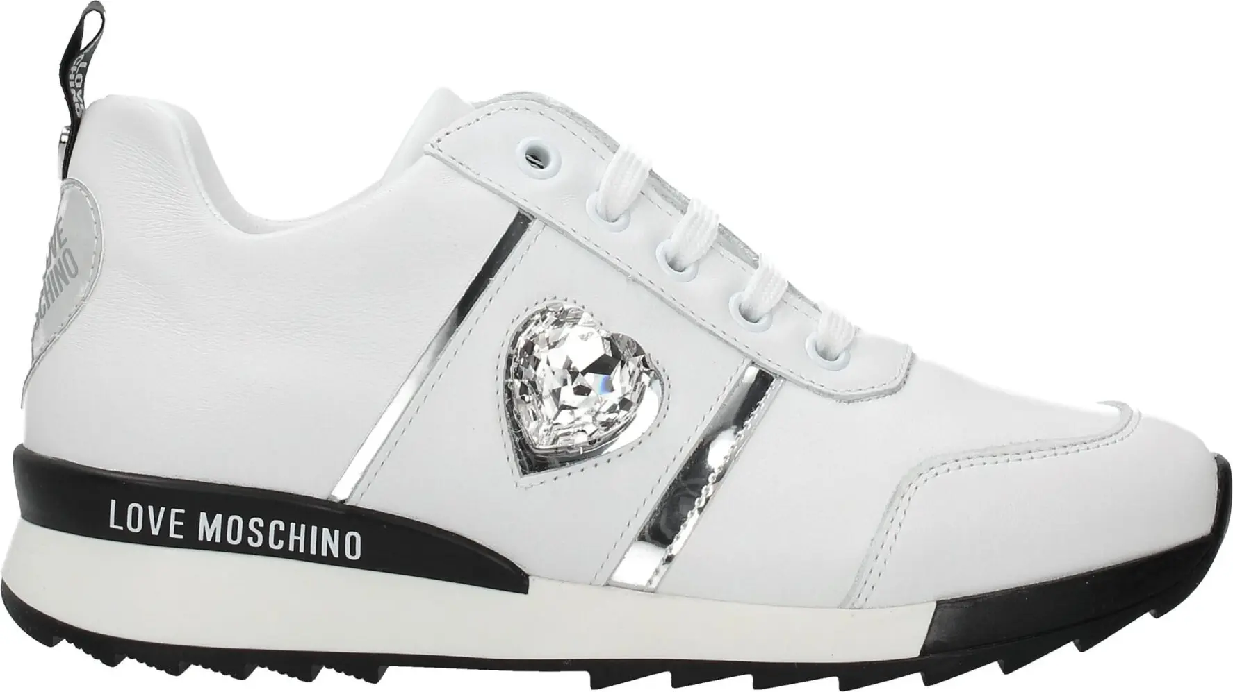 Белые низкие кроссовки из натуральной кожи LOVE MOSCHINO