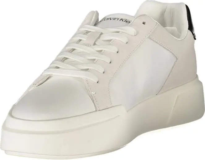 Белые кожаные мужские кроссовки Calvin Klein