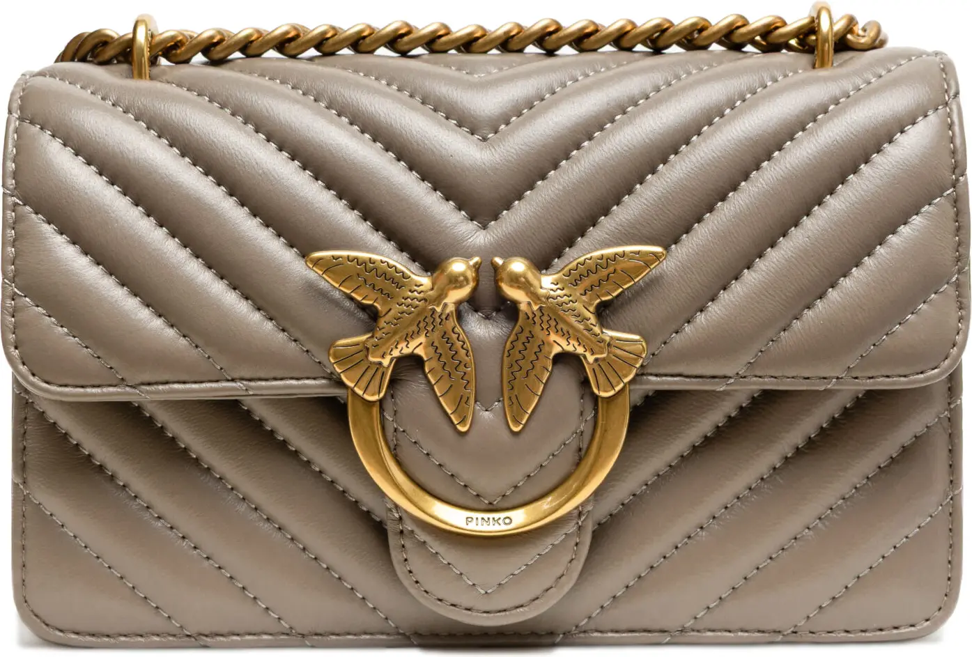 Сумка через плечо Pinko Grey Leather Love One Mini