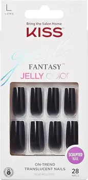 Искусственные ногти Kiss The Sky Jelly Gelée Черный Длинная Квадратная Форма