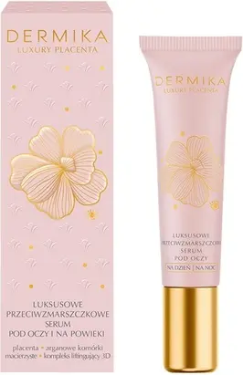 Сыворотка для глаз Dermika Placenta Luxury Антивозрастная сыворотка для кожи вокруг глаз и век для дня и ночи