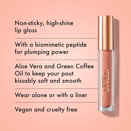 Блеск для губ Iconic London Iconic London Lip Pumping Gloss с высоким сиянием, нелипкая формула с питательными компонентами