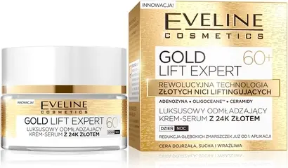 Cream-Serum Eveline Cosmetics Gold Lift Expert 60+ Luxury Rejuvenating Cream-Serum With 24k Gold Day/Night