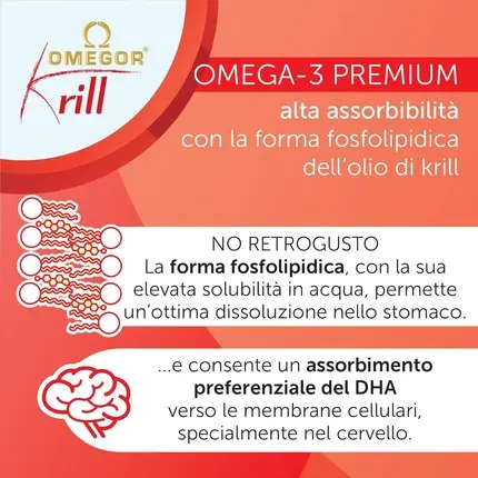 Добавка Omegor Krill Pure Масло криля Superba с Омега-3, холином и астаксантином