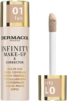 Тональный крем и консилер Foundation Dermacol Infinity Super Coverage, подходящий для фотосъемки, водостойкий, SPF 15