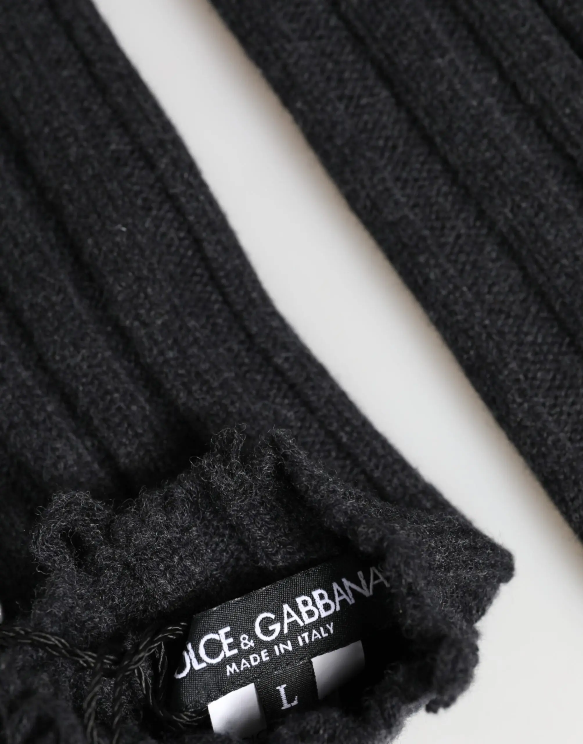 Черные вязаные перчатки без пальцев из шерсти Virgin Dolce & Gabbana