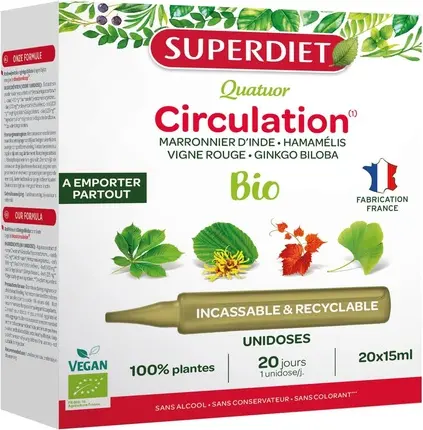 Пищевая добавка Superdiet Quatuor Circulation Bio Light Legs с каштаном
