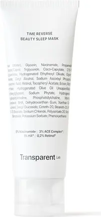 Маска для сна Time Reverse Beauty, ночная антивозрастная маска, Transparent Labs