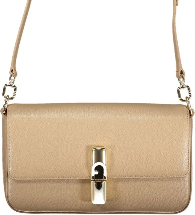 Бежевая кожаная сумка Furla