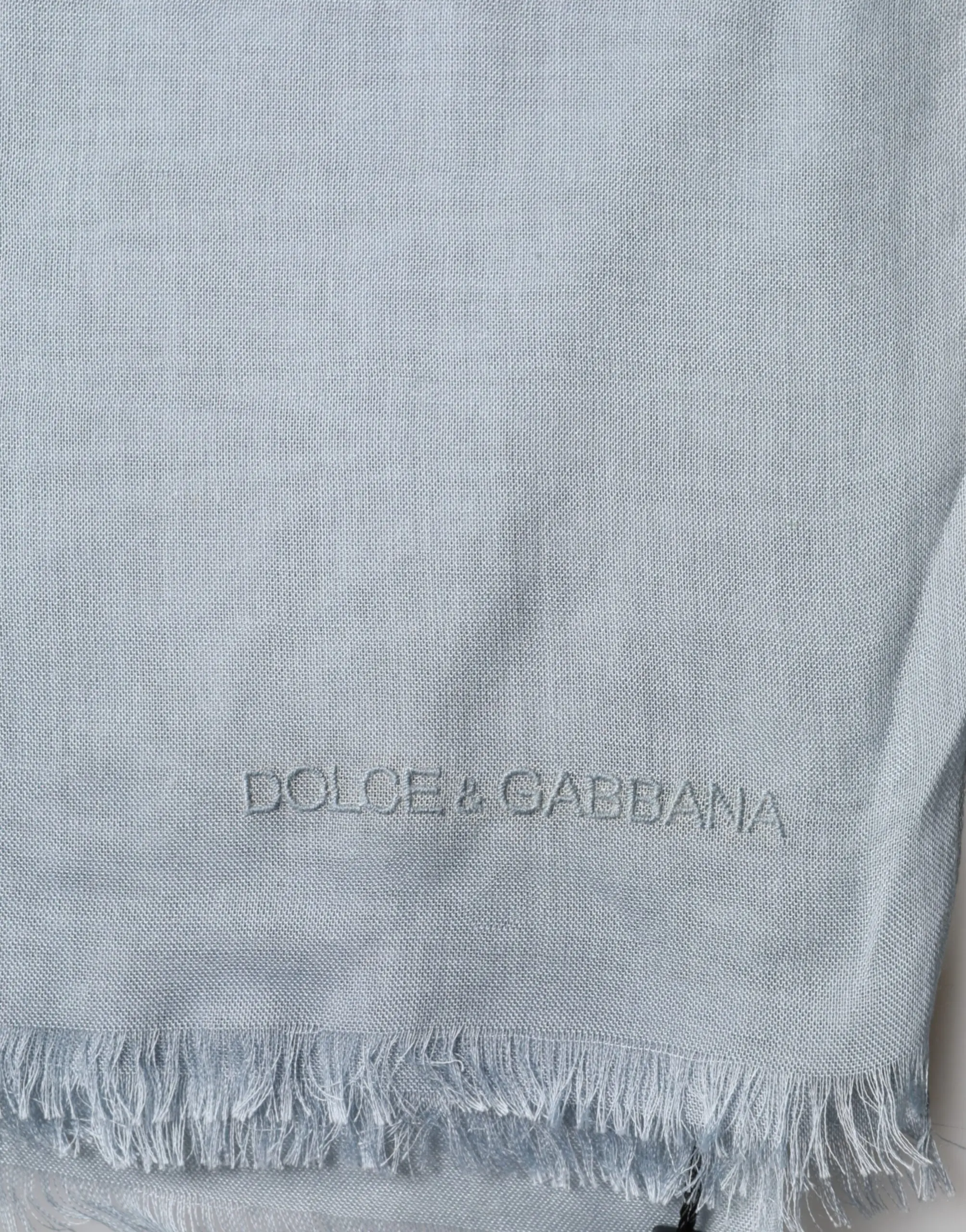 Светло-голубой кашемировый вязаный шарф Dolce & Gabbana