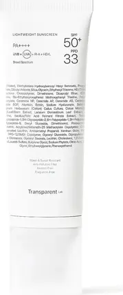 Легкий солнцезащитный крем SPF50+ Transparent Labs