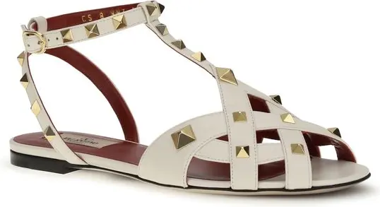 Flat Sandals Valentino Garavani Beige Goatskin