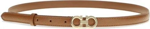 Beige Calf Leather Thin Belt by Ferragamo