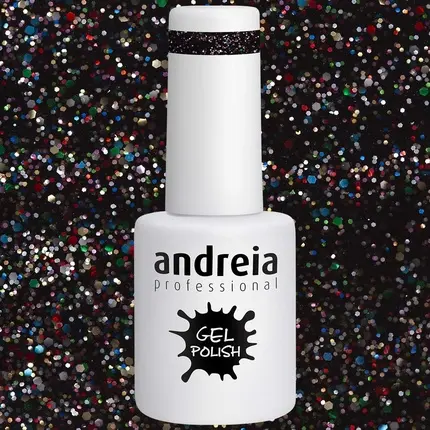 Andreia Semi-Permanent Nail Gel Polish Black Glitter