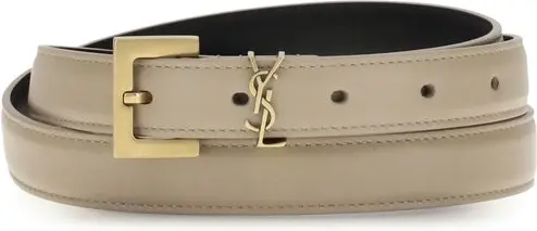 Belt Saint Laurent Beige Calf Leather Bos Taurus Thin Belt