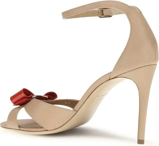 Sandals Ferragamo Beige Calf Leather Bos Taurus Stiletto Heel