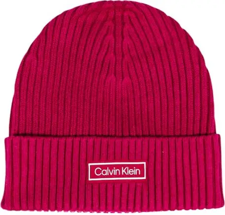 Шапка Calvin Klein PATCH CHUNKY RIB COTTON BEANIE