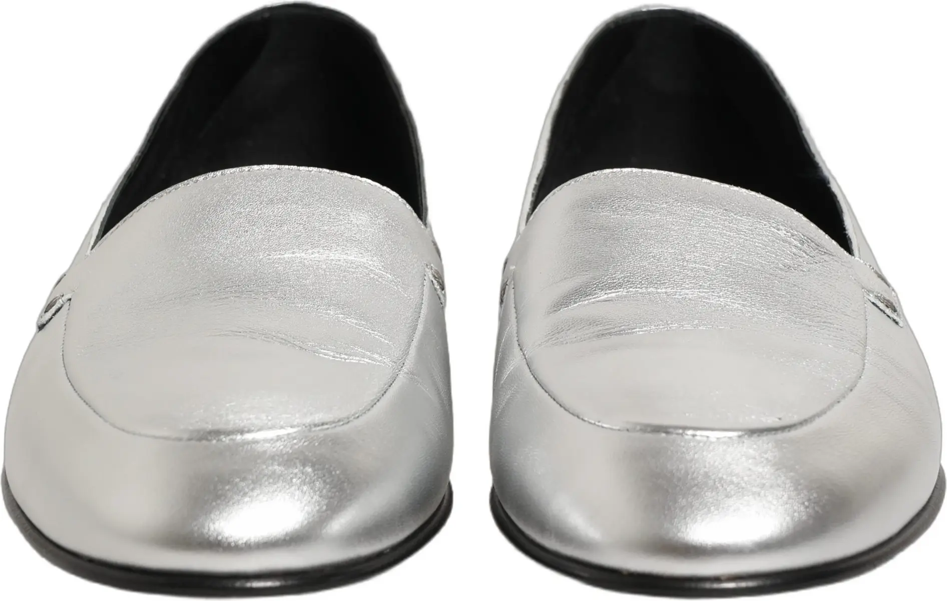 Лоферы Dolce & Gabbana Silver из кожи с логотипом DG