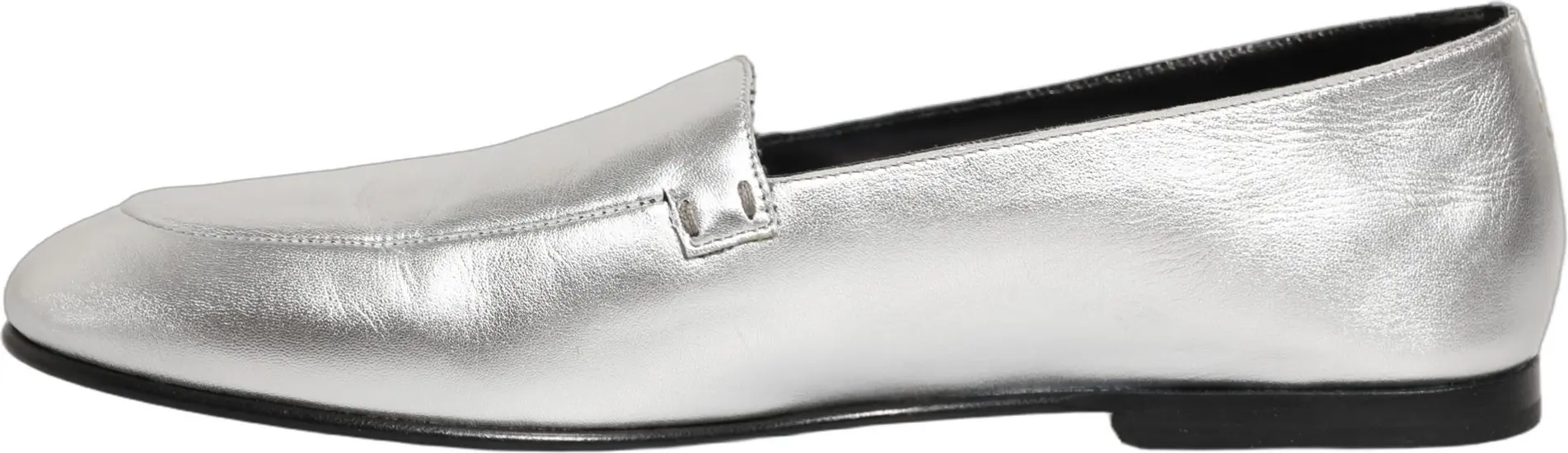 Лоферы Dolce & Gabbana Silver из кожи с логотипом DG