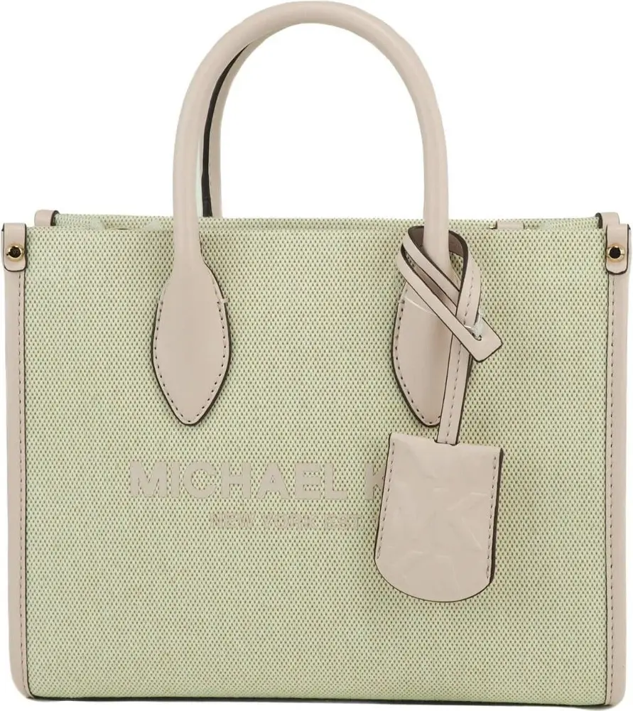 Michael Kors Mirella Small Powder Blush Canvas Shopper Crossbody Handbag