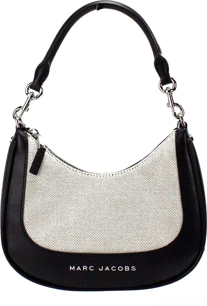Сумка The Marc Jacobs, натуральный черный холст, кожа, хобо, на плечо