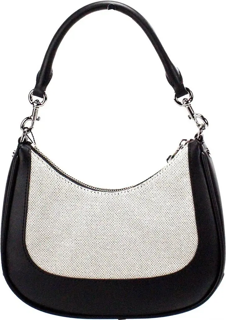 Сумка The Marc Jacobs, натуральный черный холст, кожа, хобо, на плечо