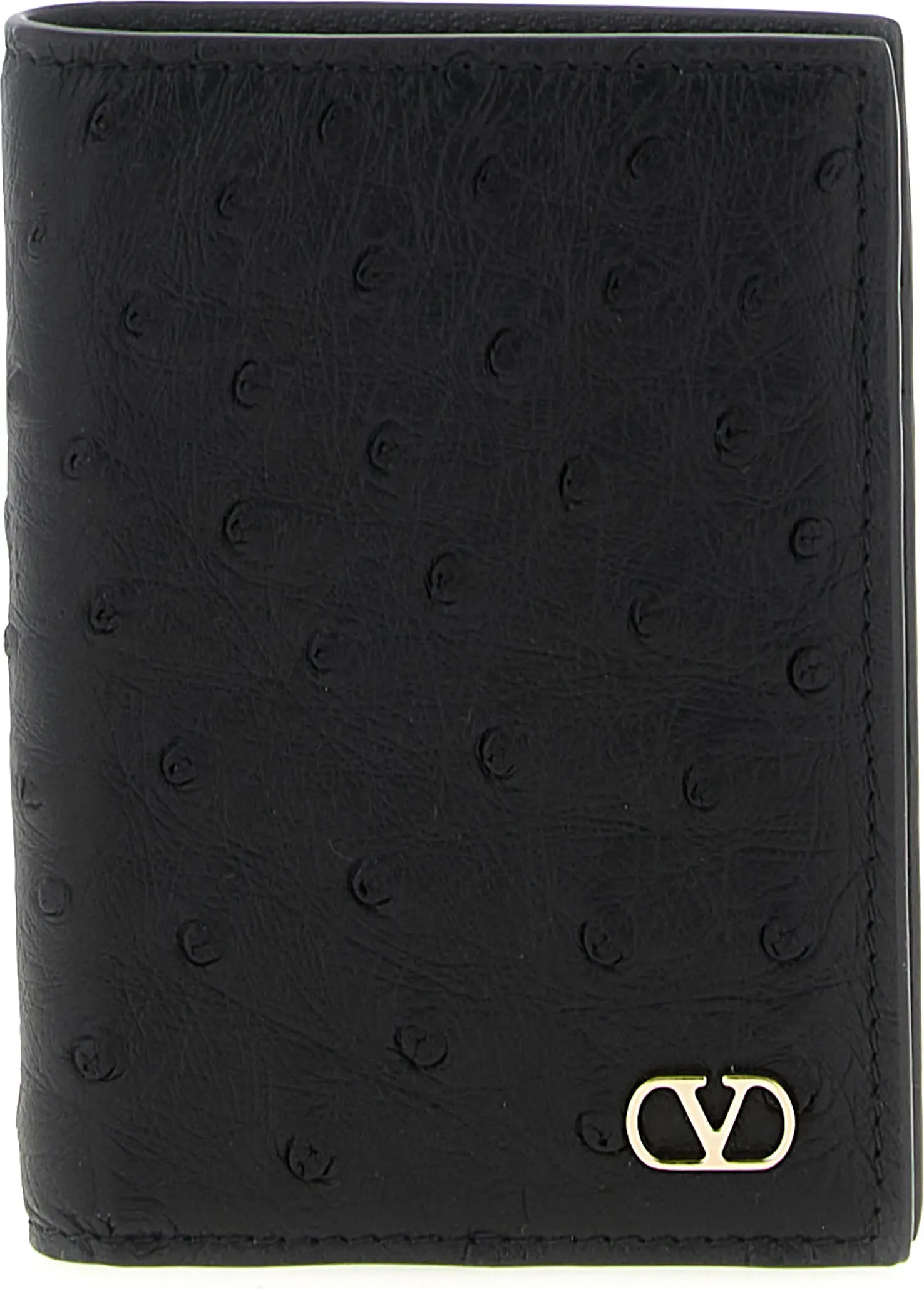 Cardholder Valentino Garavani Black Ostrich Skin