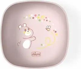 Chicco Тарелка с крышкой розовая