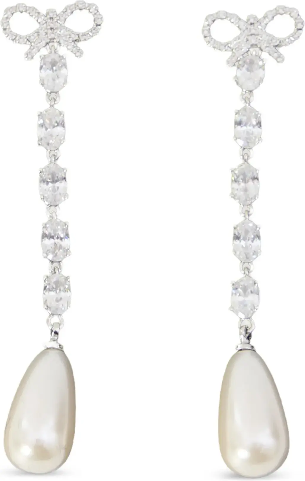 Серьги Self-Portrait Bow Pearl Droplet