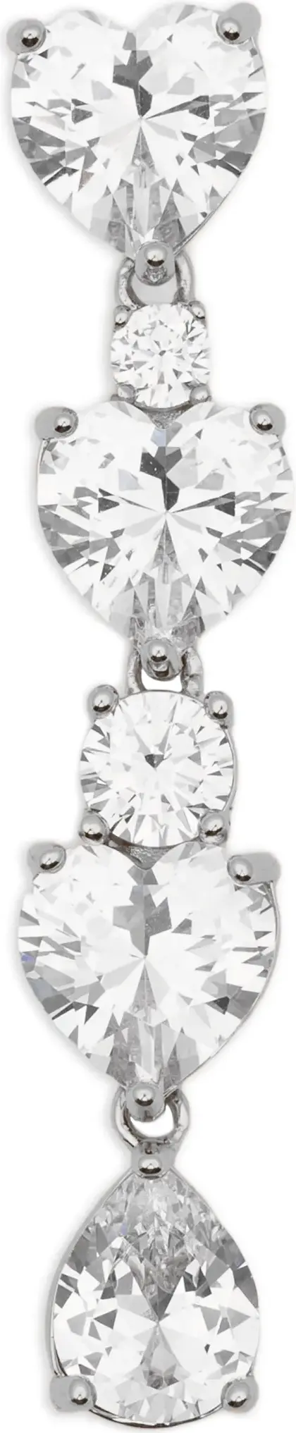 Серьги Self-Portrait Crystal Heart Tiered