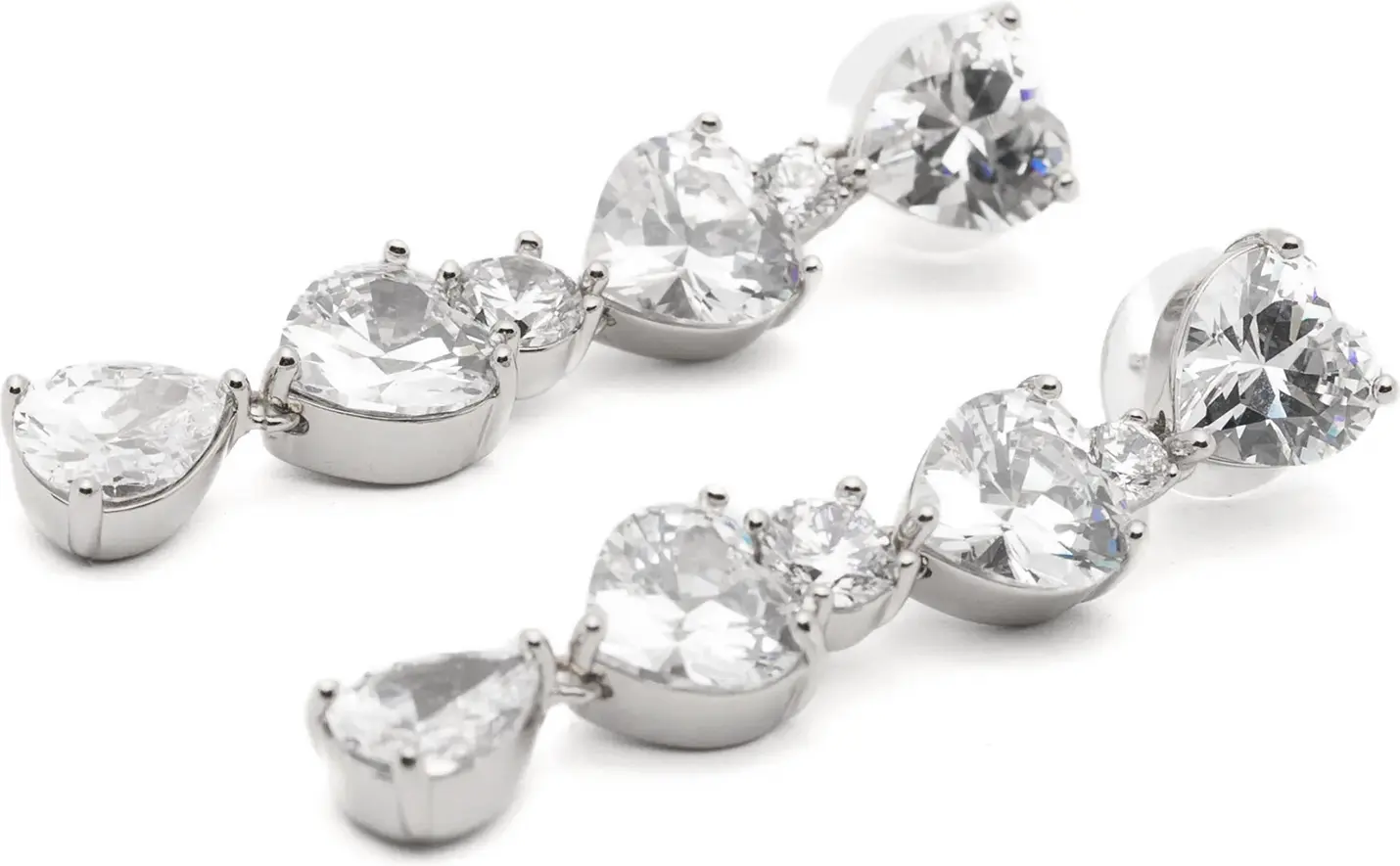 Серьги Self-Portrait Crystal Heart Tiered