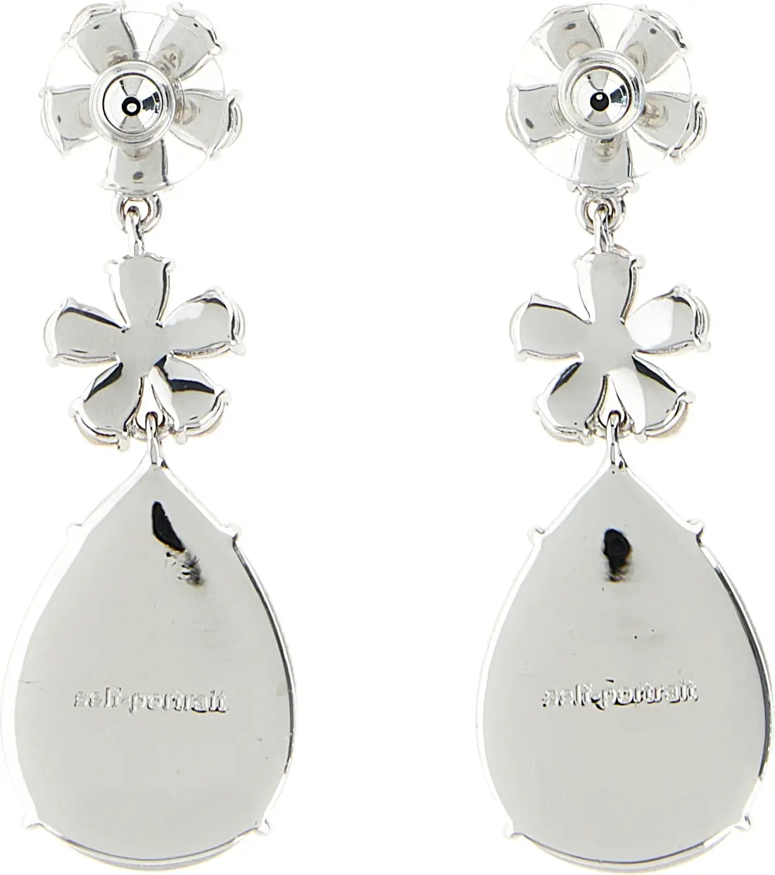 Серьги Self-Portrait Crystal Flower Tiered