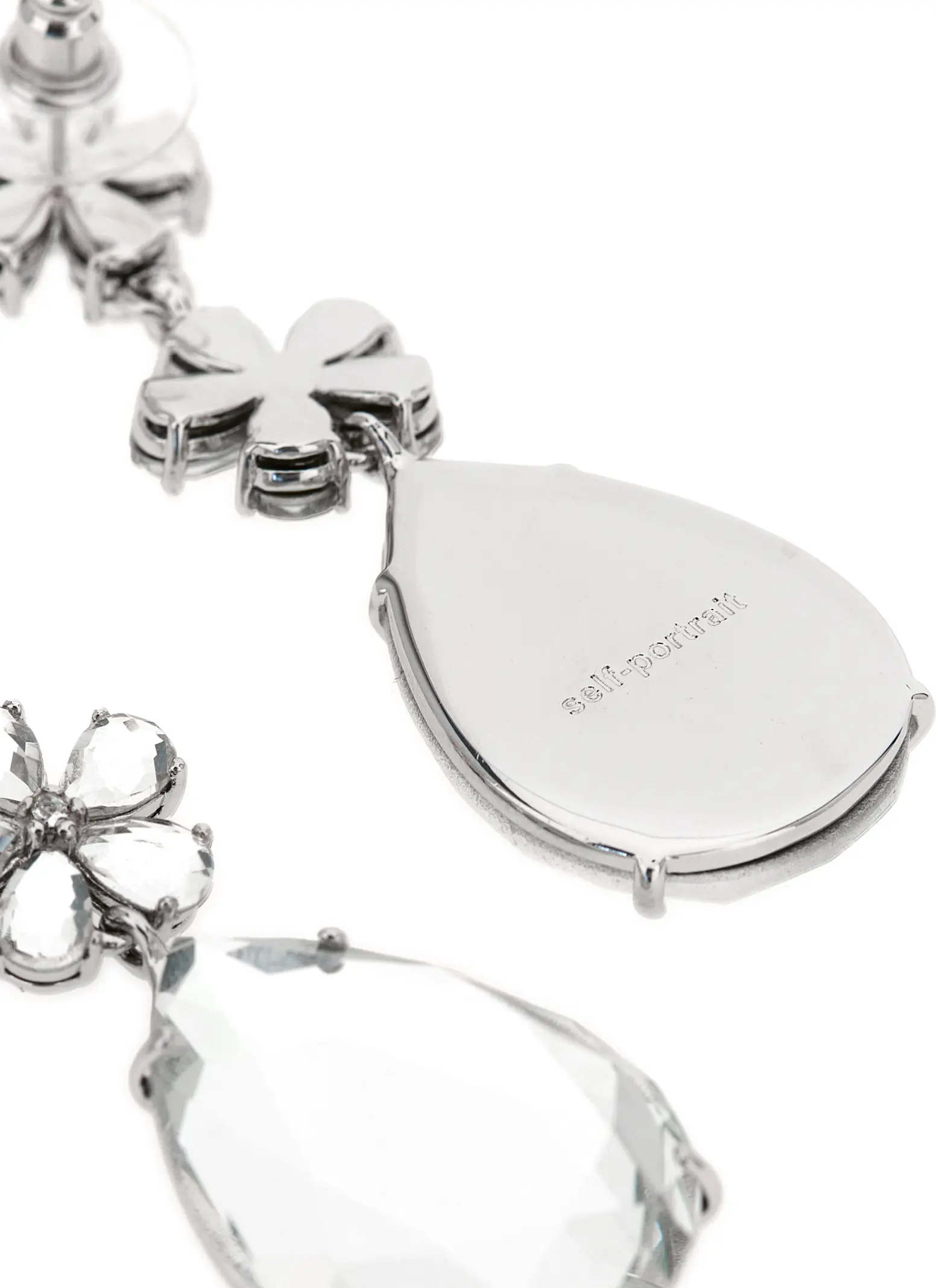 Серьги Self-Portrait Crystal Flower Tiered