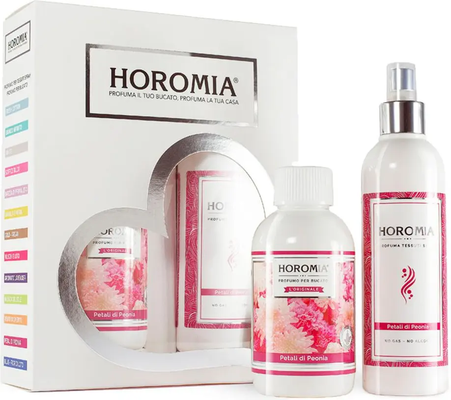 Набор в подарок Парфюм для белья и спрей для тканей Horomia Petali Di Peonia