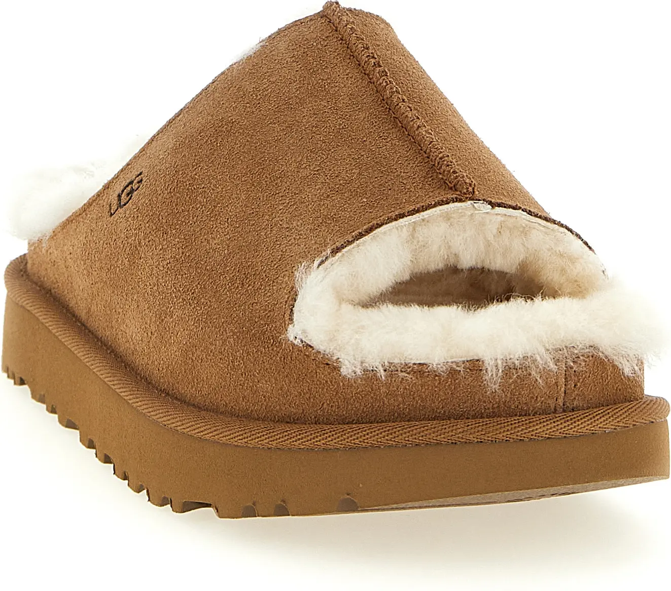 Коричневые кожаные шлепанцы UGG
