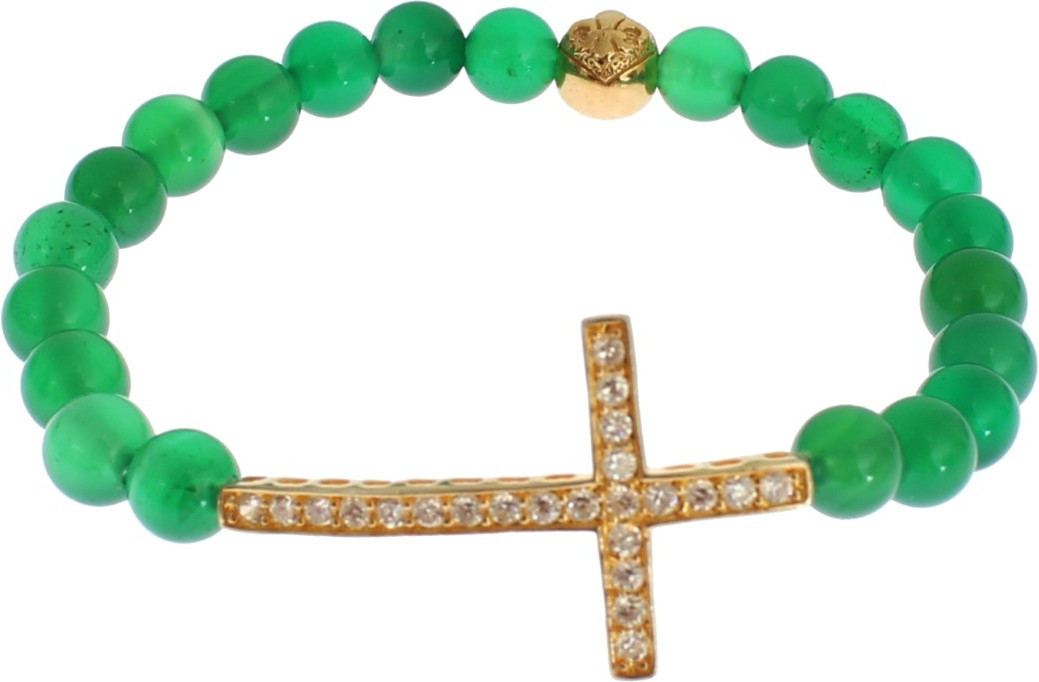 Браслет Nialaya Jewelry Элегантный из зеленого нефрита с бусинами и позолотой