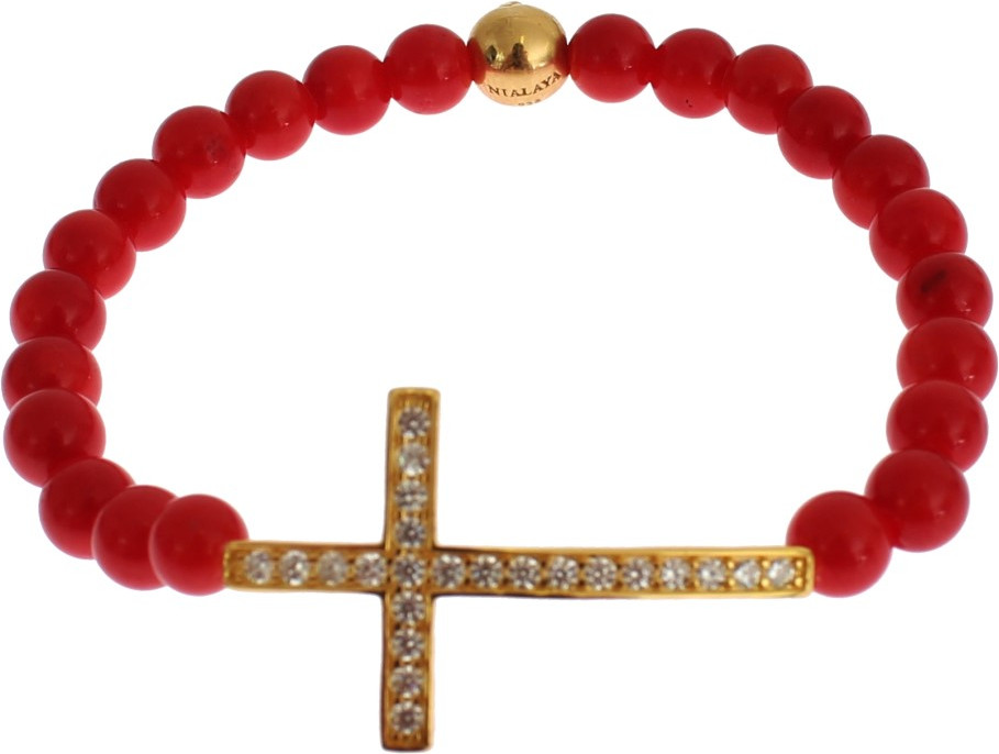 Браслет Nialaya Jewelry Элегантный Золото и Красный Коралл