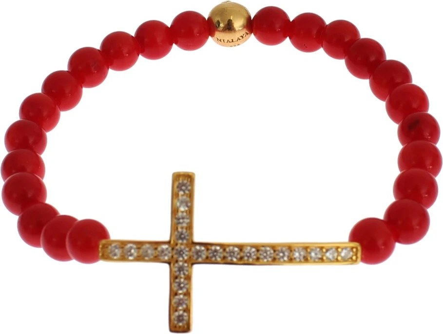 Браслет Nialaya Jewelry Элегантный Золото и Красный Коралл