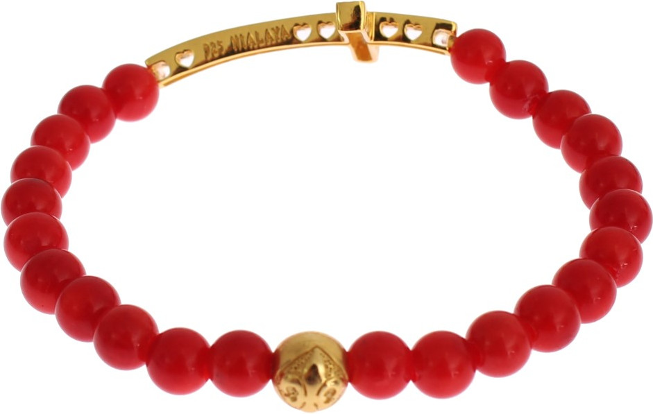Браслет Nialaya Jewelry Элегантный Золото и Красный Коралл