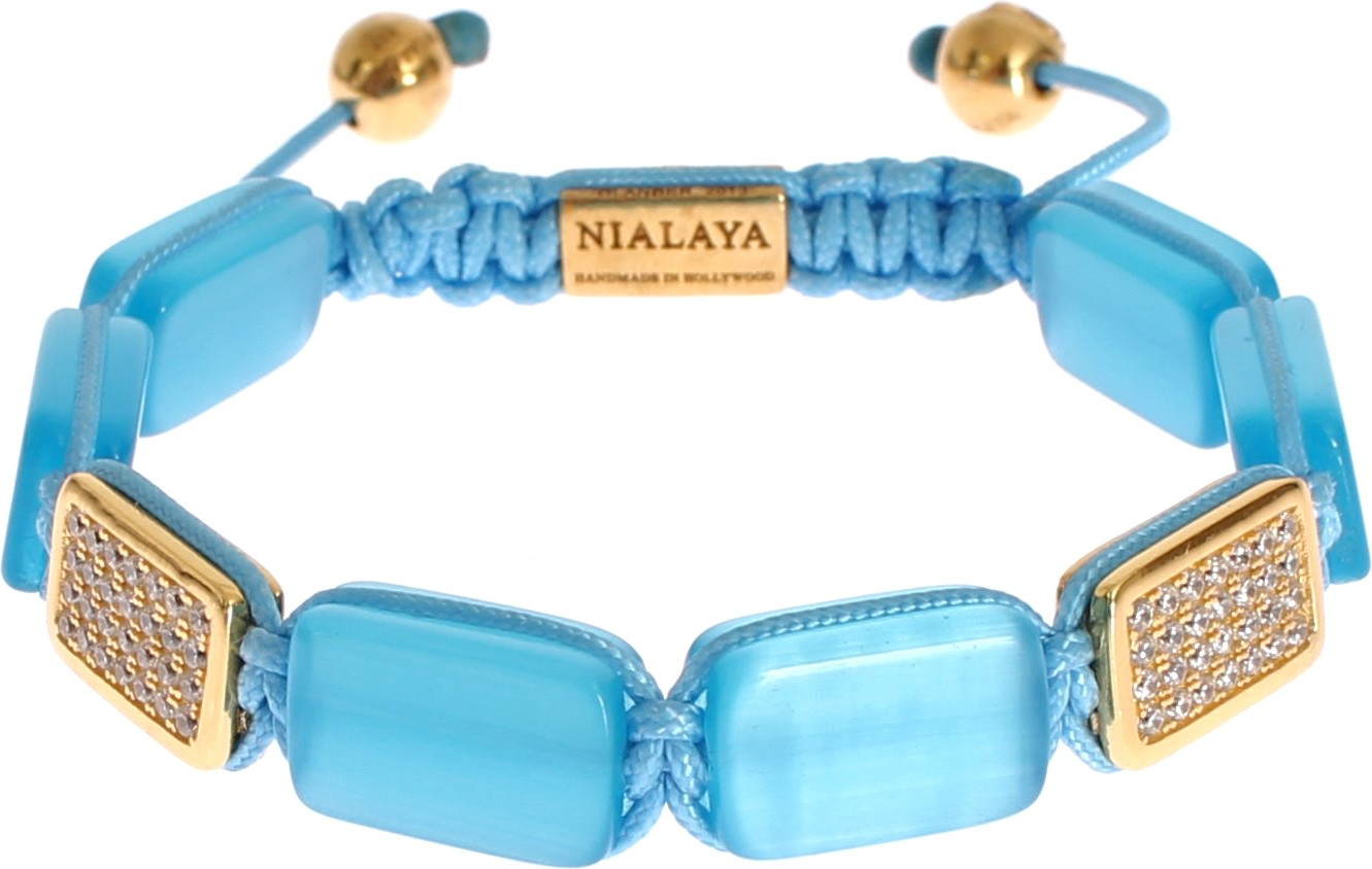 Браслет Nialaya Jewelry Элегантный с синим опалом и инкрустацией бриллиантами